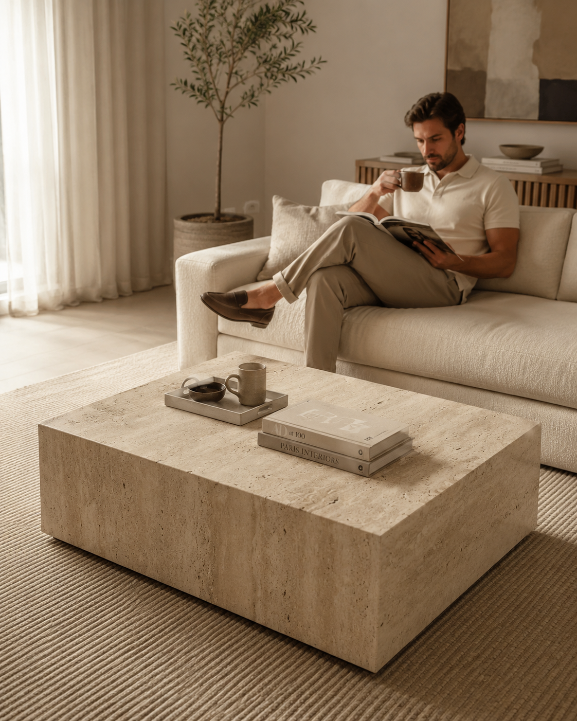 MALIBU travertine coffee table - image 2