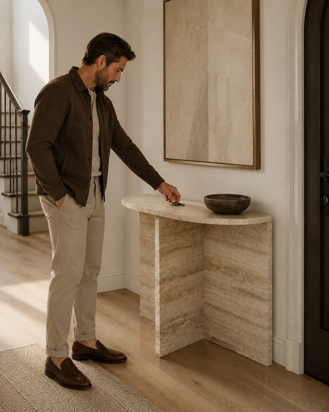 OPUS silver travertine console by DEKATO LIVING - image 4