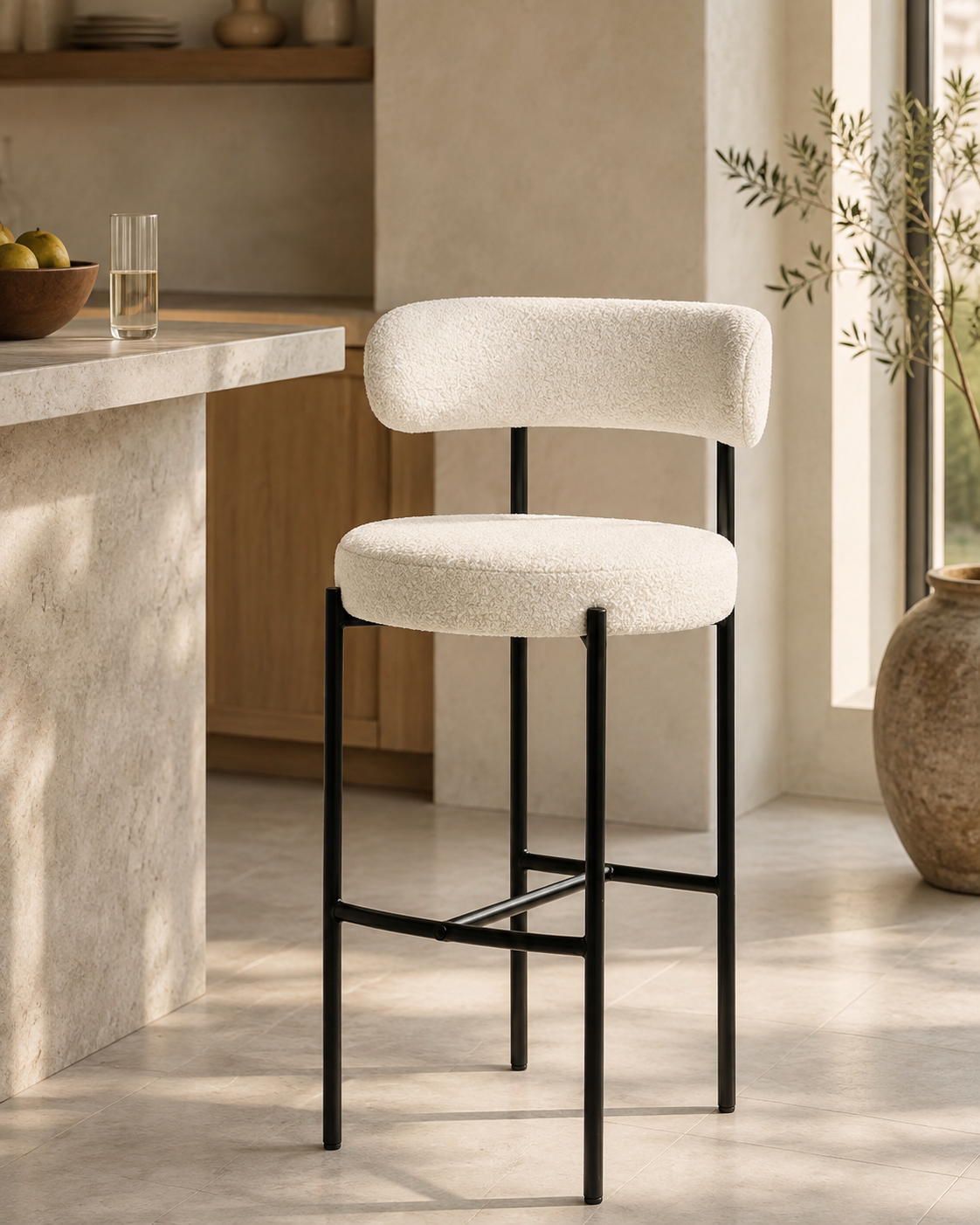 NICOLA bouclé barstool by DEKATO LIVING - image 1