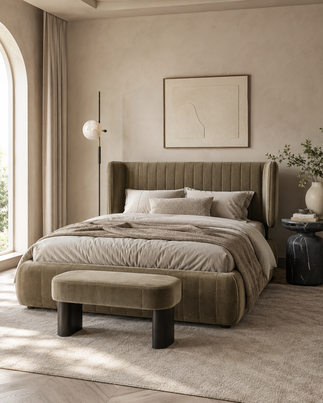 ONICE upholstered bed and foot stool by DEKATO LIVING - image 3
