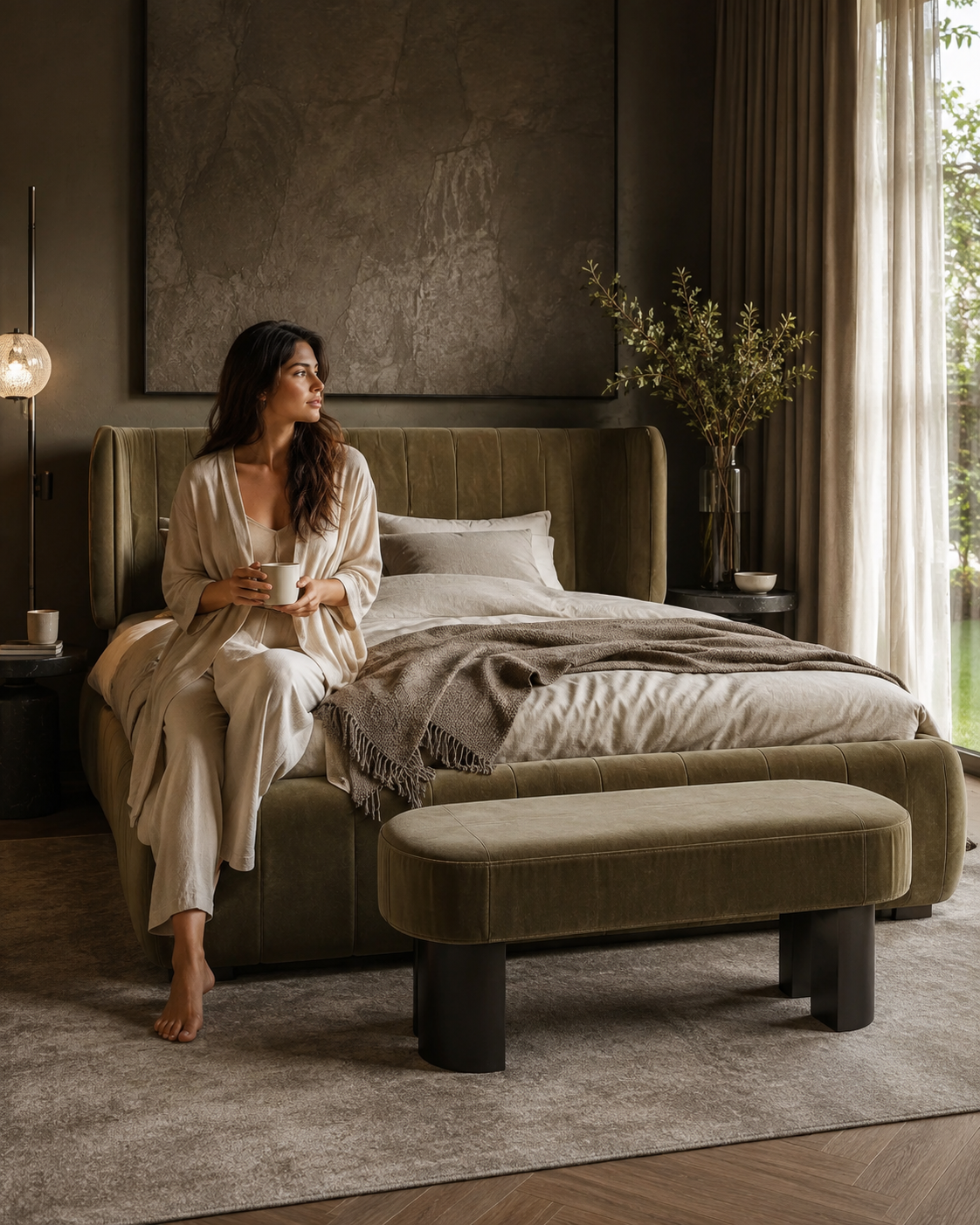 ONICE upholstered bed and foot stool by DEKATO LIVING - image 8
