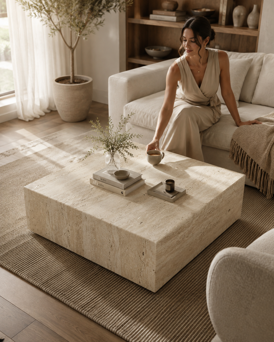 MALIBU travertine coffee table - image 1