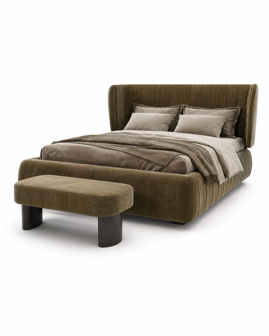 ONICE upholstered bed and foot stool by DEKATO LIVING - hero image