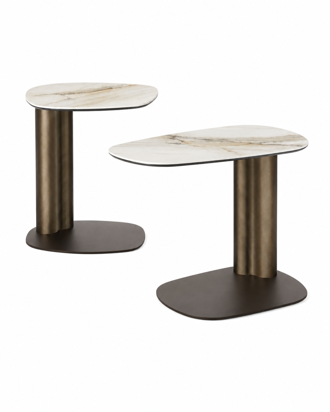 KAVO sculptural ceramic side table pair by DEKATO LIVING isolated on white background