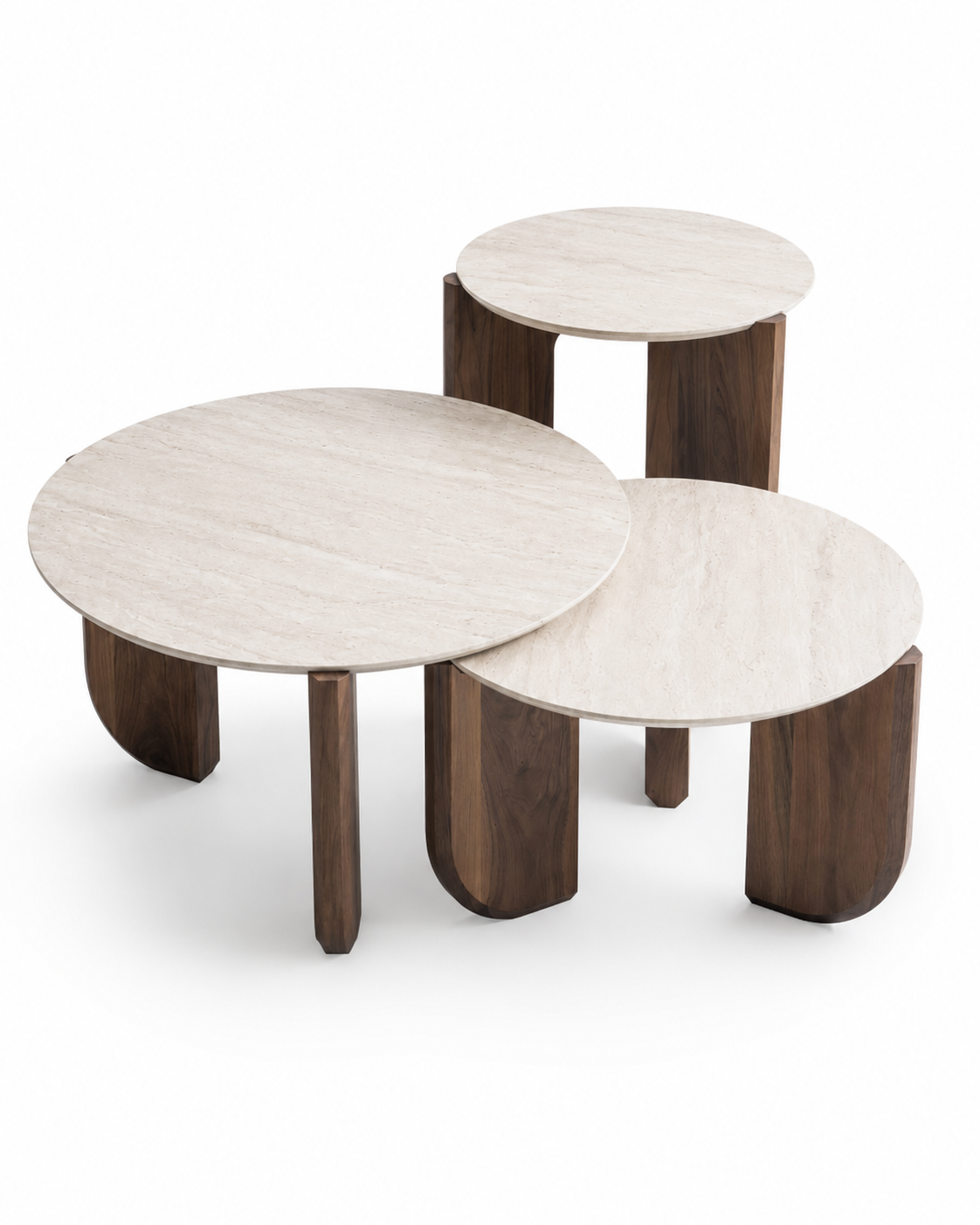 TAVO three-piece coffee table set by DEKATO LIVING on white background