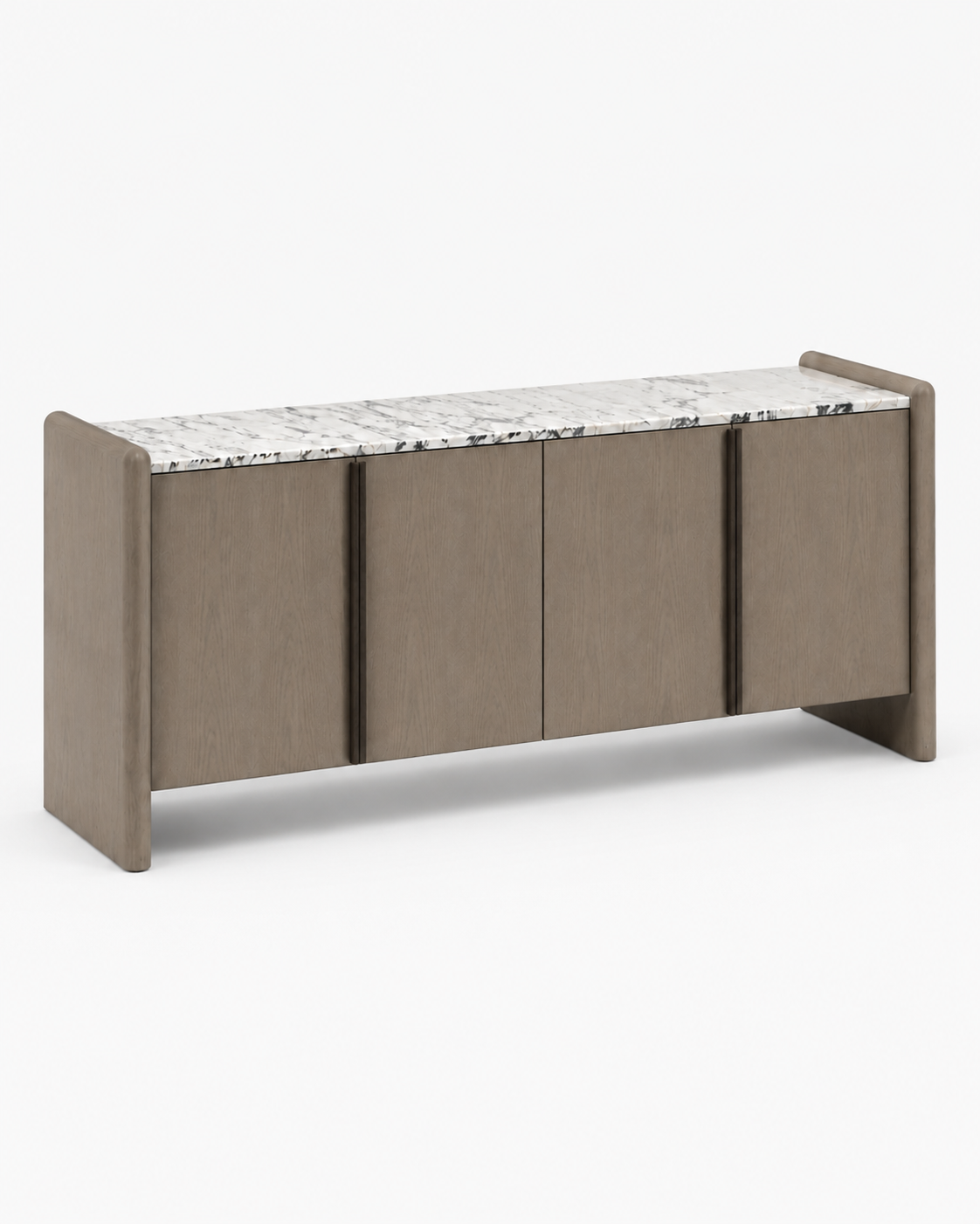VERO sideboard by DEKATO LIVING styled with a lamp, books and ceramics in a warm neutral dining room