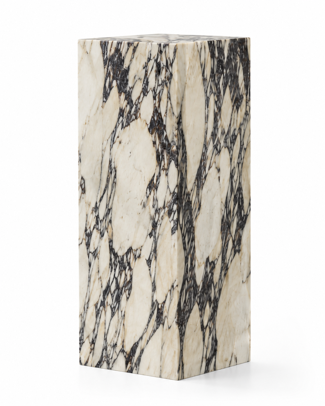 VIOLA rectangular Calacatta Viola marble pedestal by DEKATO LIVING isolated on a clean white background