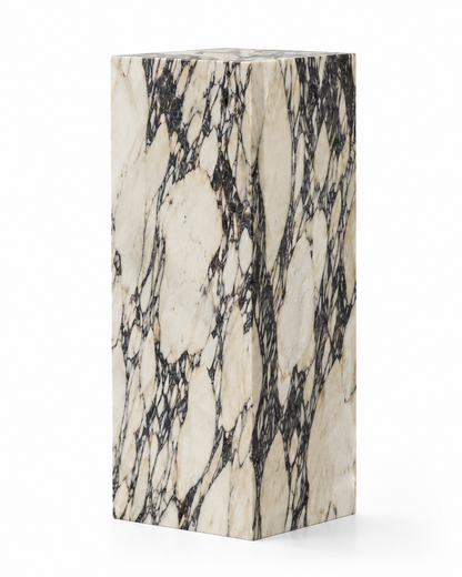 VIOLA rectangular Calacatta Viola marble pedestal by DEKATO LIVING isolated on a clean white background